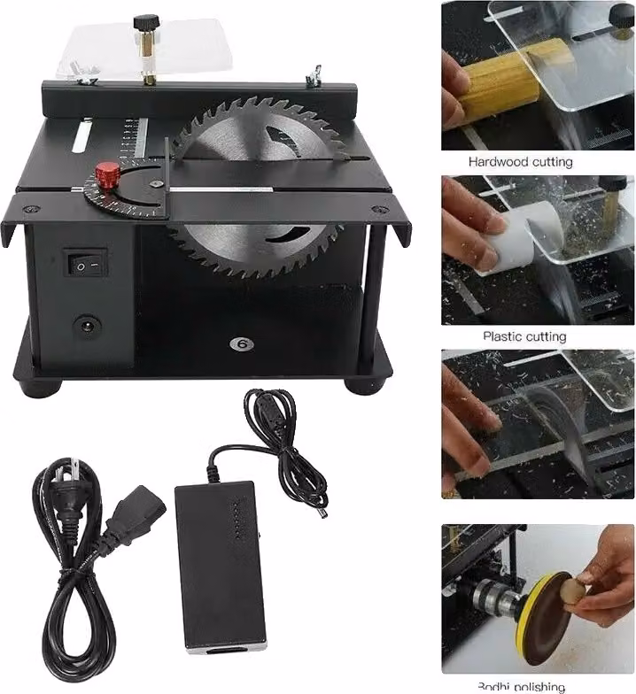 Mini sega da banco, potenza 200W, profondità di taglio regolabile 35 mm, Mini sega da banco, EU