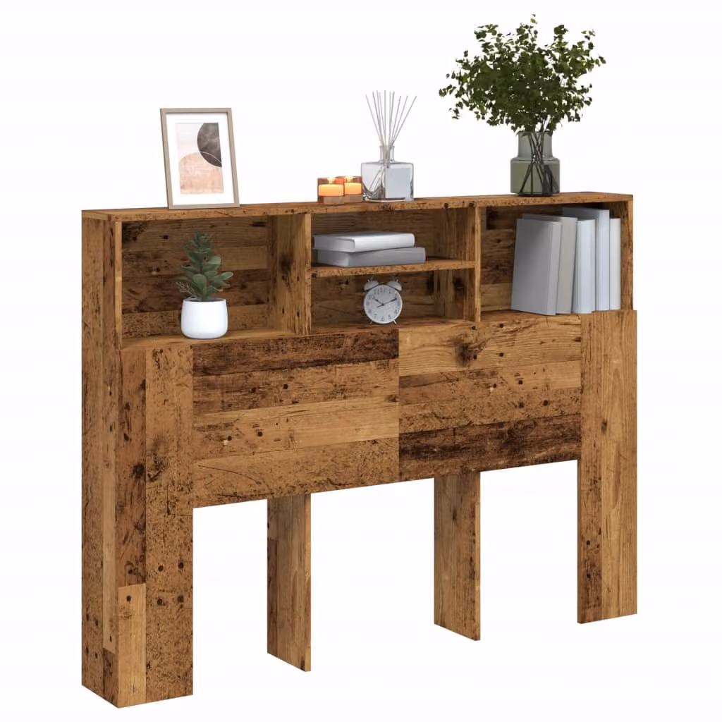 Testiera con scomparti e ripiano integrato vidaXL in legno color marrone L: 140 cm, P: 19 cm, H: 103,5 cm