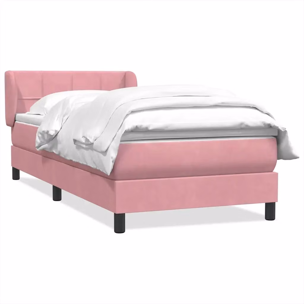 Giroletto a molle con materasso ibrido vidaXL in velluto rosa e bianco L: 80 cm, P: 223 cm, H: 30 cm – 2