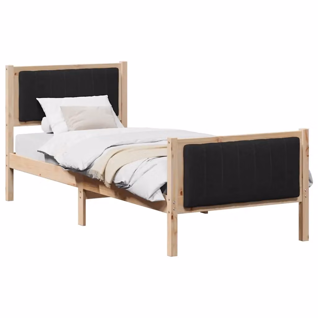 Letto con testiera e giroletto vidaXL in legno di pino, marrone e nero, L 80 x P 190 cm – 2