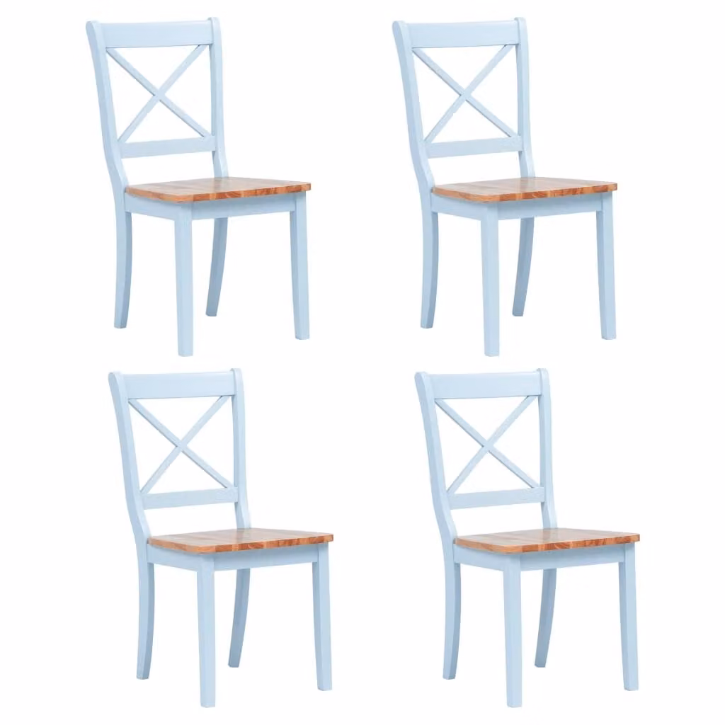 The Living Store Sedie da pranzo 4 pezzi Grigio Legno chiaro Legno massiccio Albero di gomma