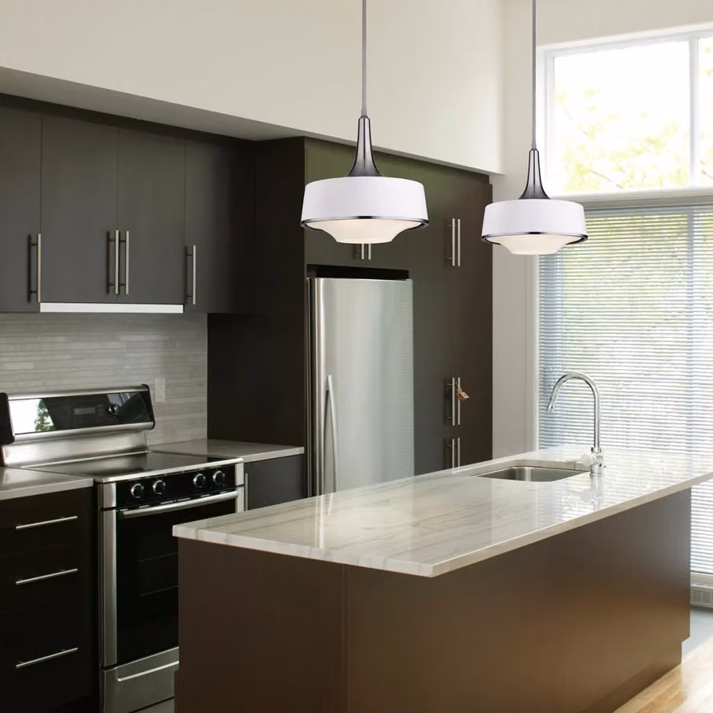 Feiss Holloway lampada a sospensione moderna in metallo e vetro bianco e argento con 4xE27 e altezza regolabile – 2
