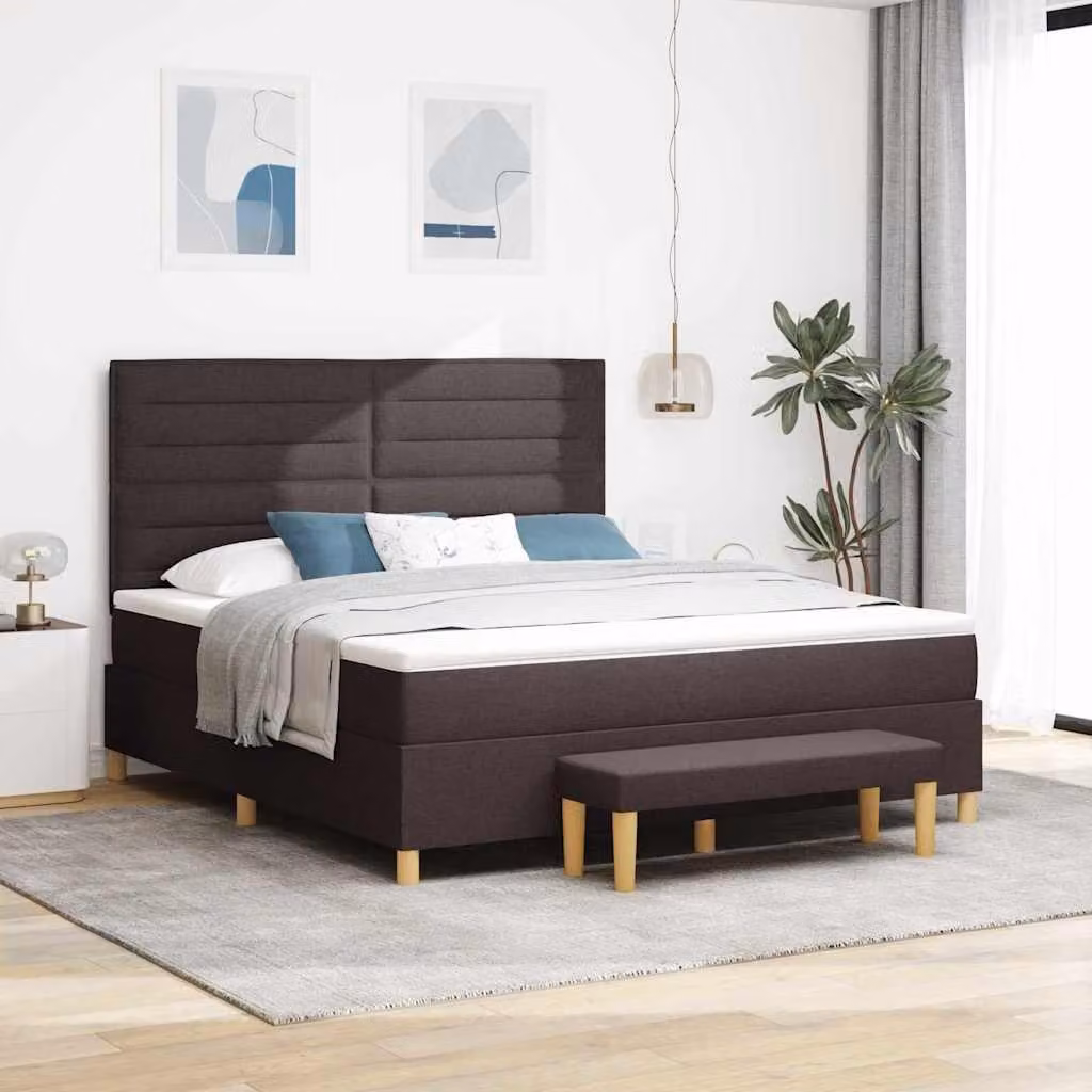 Maison Exclusive - Letto boxspring con testiera, marrone scuro, 200 x 180 cm, rivestimento in tessuto