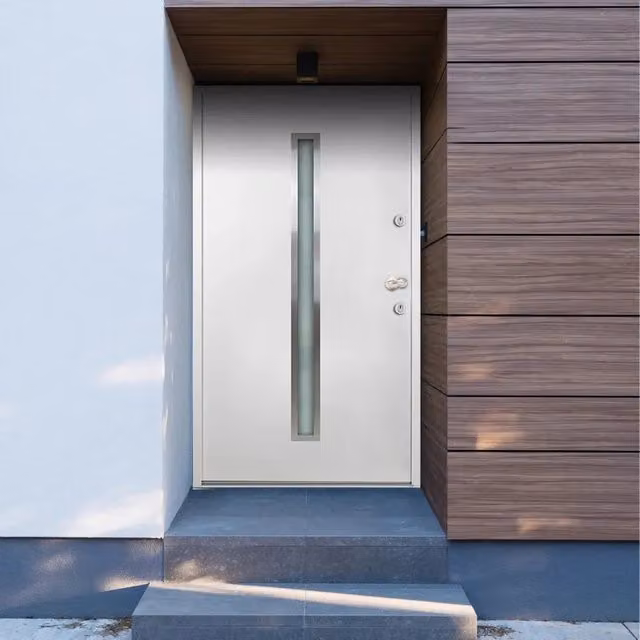 Porta Ingresso Moderna vidaXL in Alluminio e Vetro Bianca L: 90 cm, H: 200 cm – 1