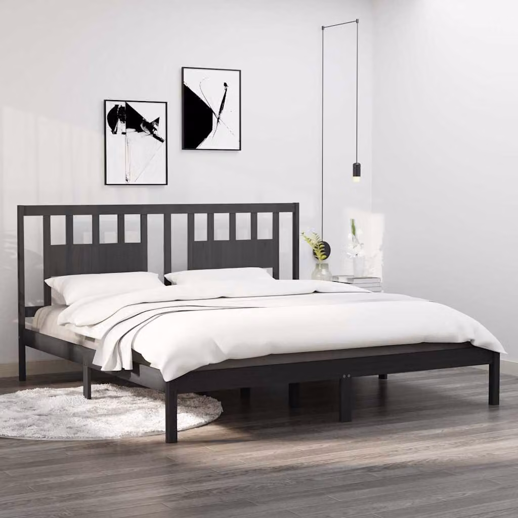 vidaXL Giroletto in Legno Massello di Pino Grigio 200 x 200 cm – 1