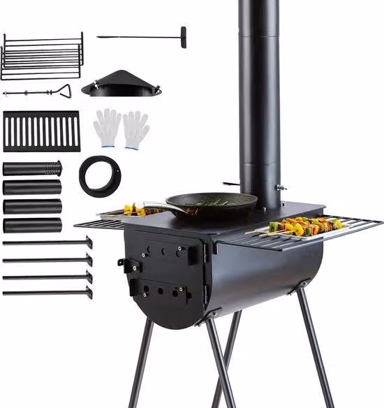 Borse barbecue autonome con sistema di evacuazione dei fumi - Attrezzatura da cucina resistente alle intemperie per cucinare all'aperto - Forno - Impianto di riscaldamento