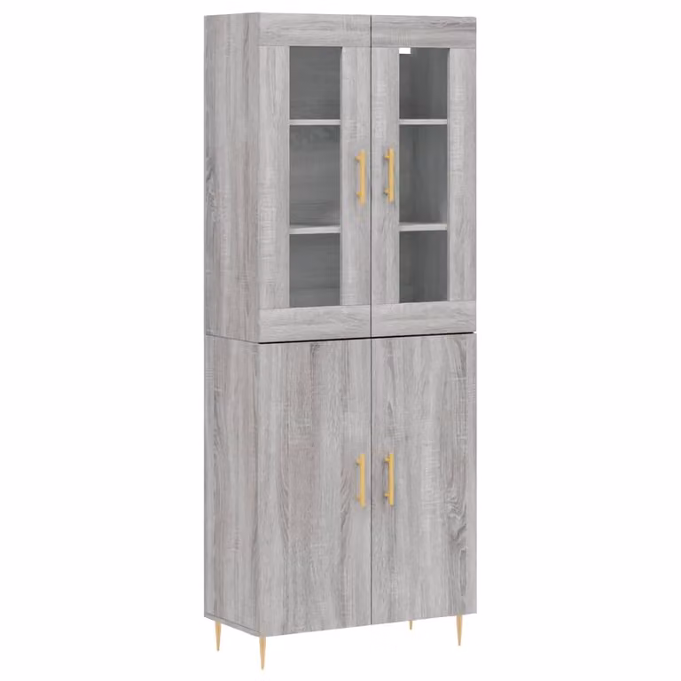 Credenza Grigio Sonoma 69,5x34x180 cm in Legno Multistrato