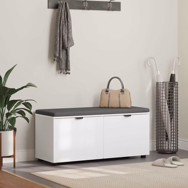 vidaXL Panca per ingresso con scarpiera moderna in bianco L: 100 cm, P: 38 cm, H: 46 cm