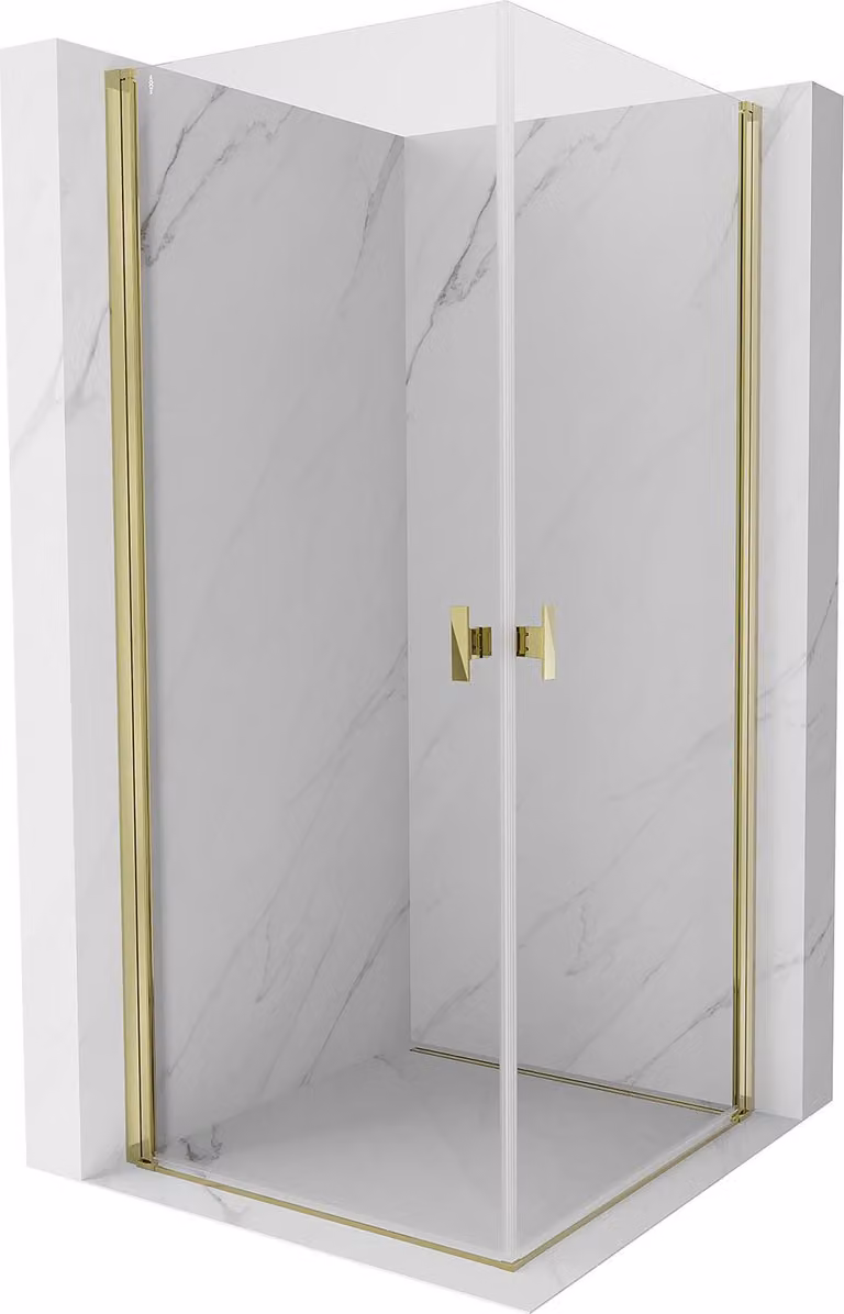 Mexen Mist-B Duo cabina doccia a battente 80 x 80 cm, trasparente, oro - 8A2-080-080-50-00