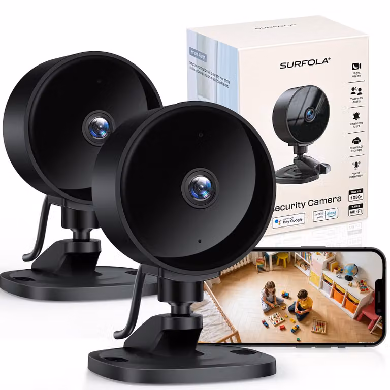 Telecamera di sicurezza interna Surfola, videocamera di sorveglianza 1080P, sicura