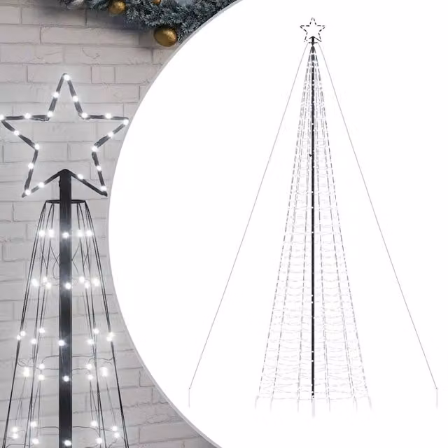 Albero di Natale a LED-Luci decorative natalizie con Punte 1534 LED Bianco Freddo 500 cm