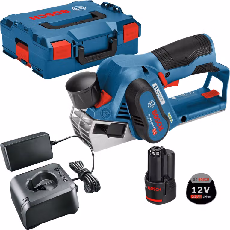 Pialla a batteria Bosch GHO 12V-20 12 V / 1x batteria 2,0 Ah + caricatore in L-Boxx