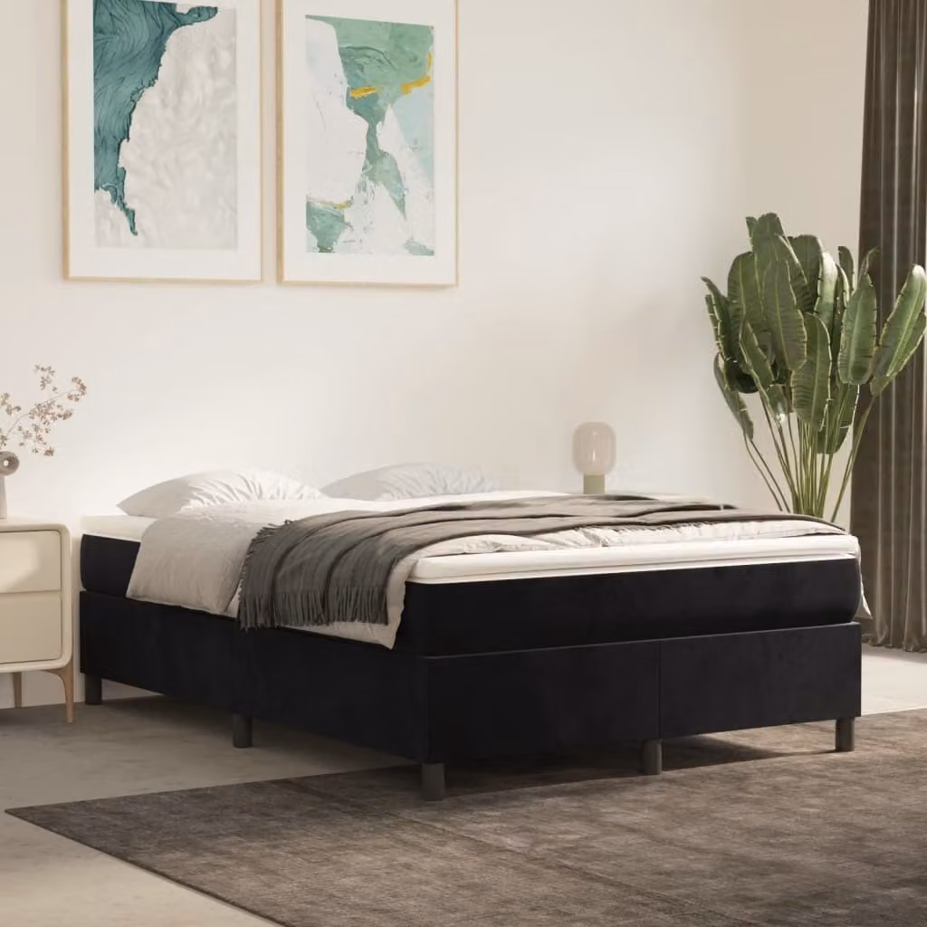 Maison Exclusive - Struttura Letto a Rete a Molle Nero 140x200 cm in Velluto