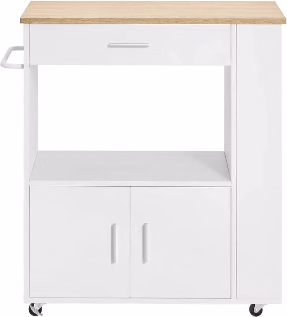 Carrello da cucina salvaspazio SoBuy in legno e metallo con cassetto e armadietto, Bianco, L: 82 cm, P: 46 cm, H: 88 cm