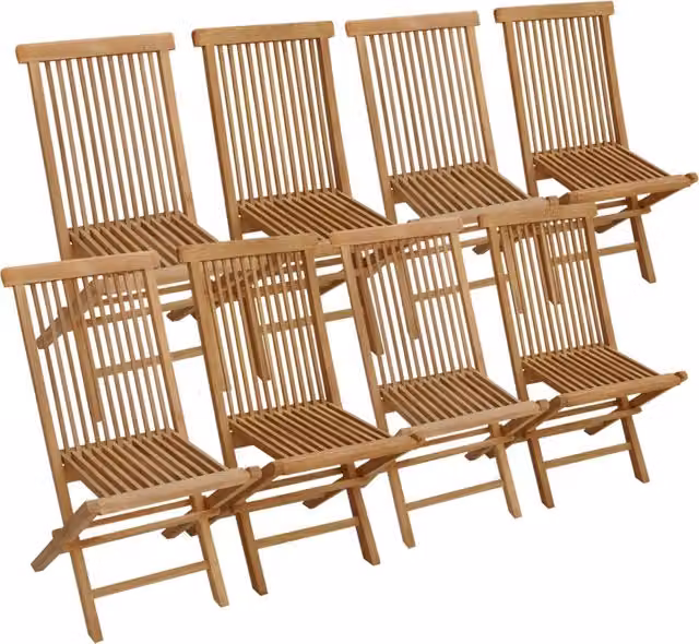 Set di 8 sedie da giardino in teak LOMBOK