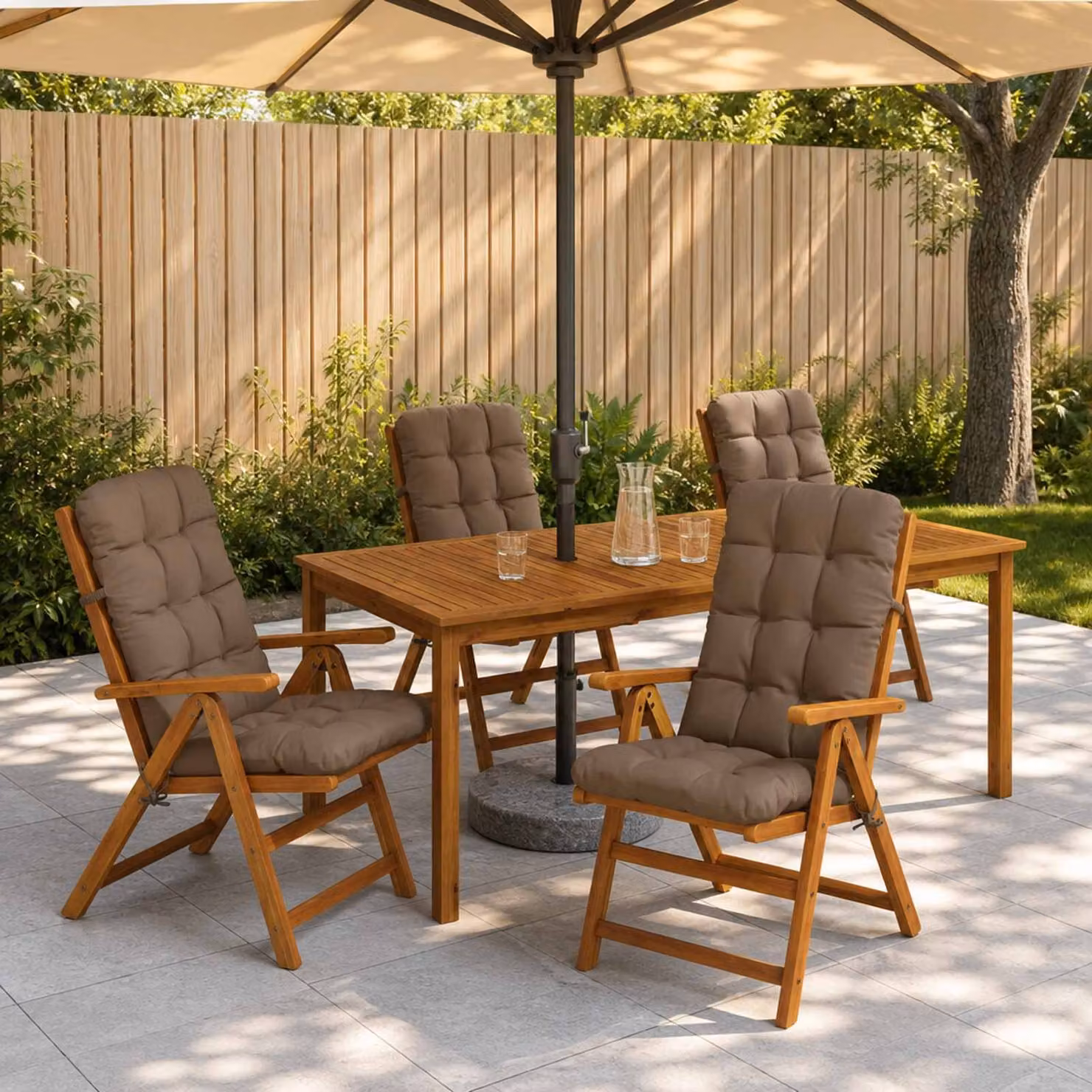Set di 4 cuscini per sedia alta vidaXL VIANEN in poliestere con rivestimento rimovibile, disponibili in beige, grigio o marrone