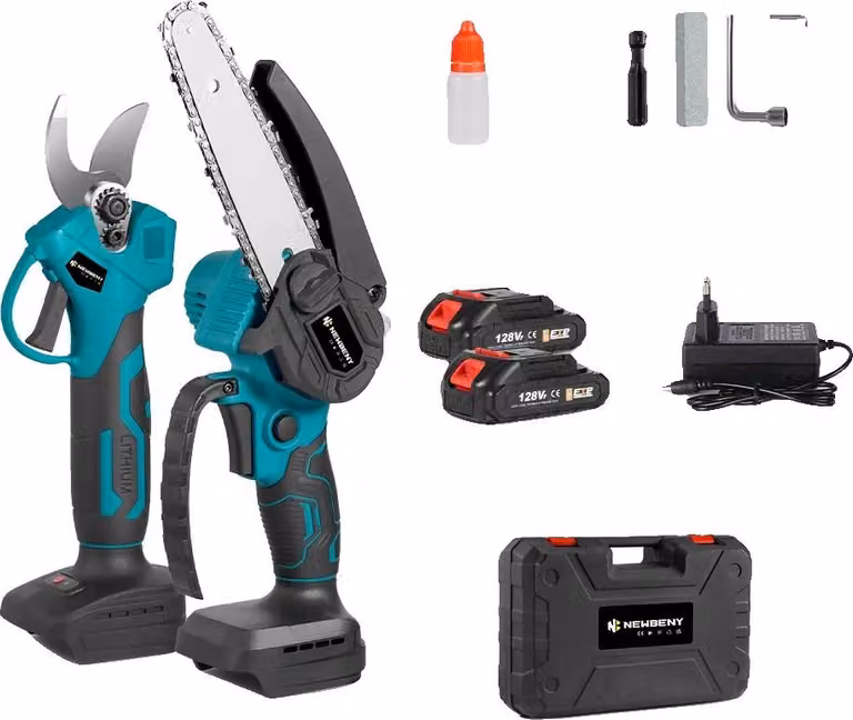 Potatore elettrico da giardino, motore brushless, design ergonomico, set di batterie 2x