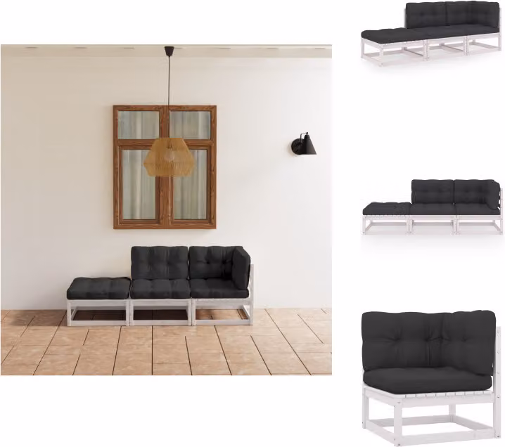 vidaXL Set di 3 pezzi da giardino con cuscini in legno di pino massiccio - Set di mobili da giardino