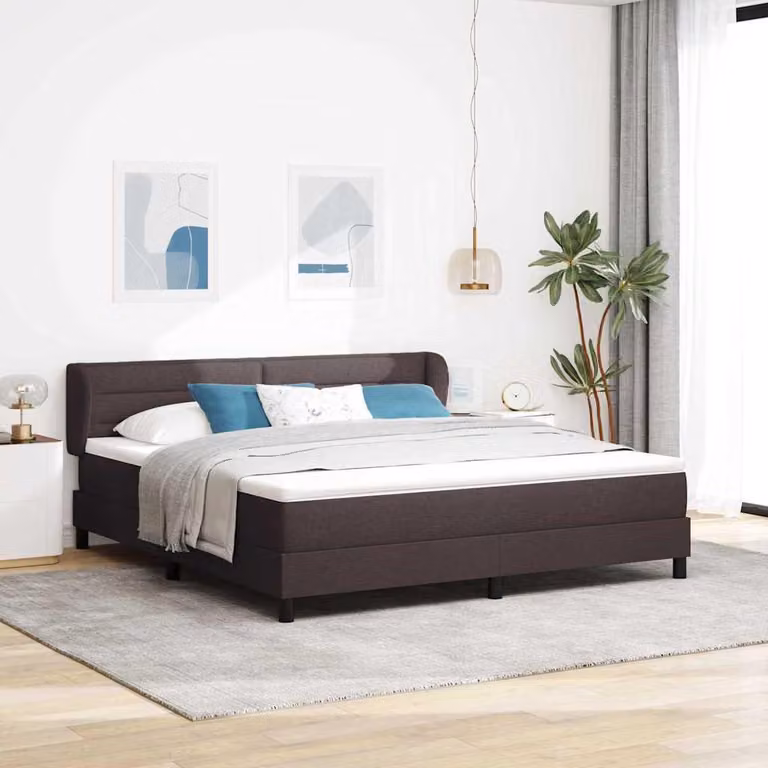 Maison Exclusive - Letto boxspring con testiera, marrone scuro, 180 x 200 cm, rivestimento in tessuto
