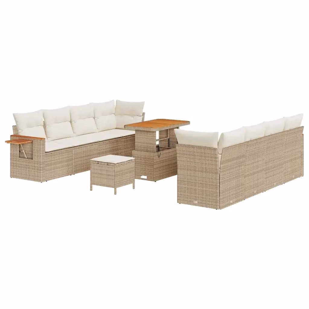Set Divano da Giardino vidaXL 11 Pezzi Beige con Cuscini e Tavolino da Esterno in Metallo e Tessuto Resistente ai Raggi UV – 2