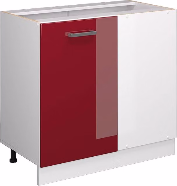 Mobile ad angolo cucina R-Line Vicco Rosso lucido/Bianco 86 cm senza piano di lavoro