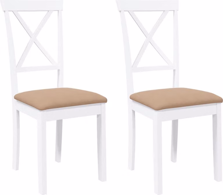 Sedie da Pranzo con Cuscini 2 pz Bianco Legno Massello di Hevea