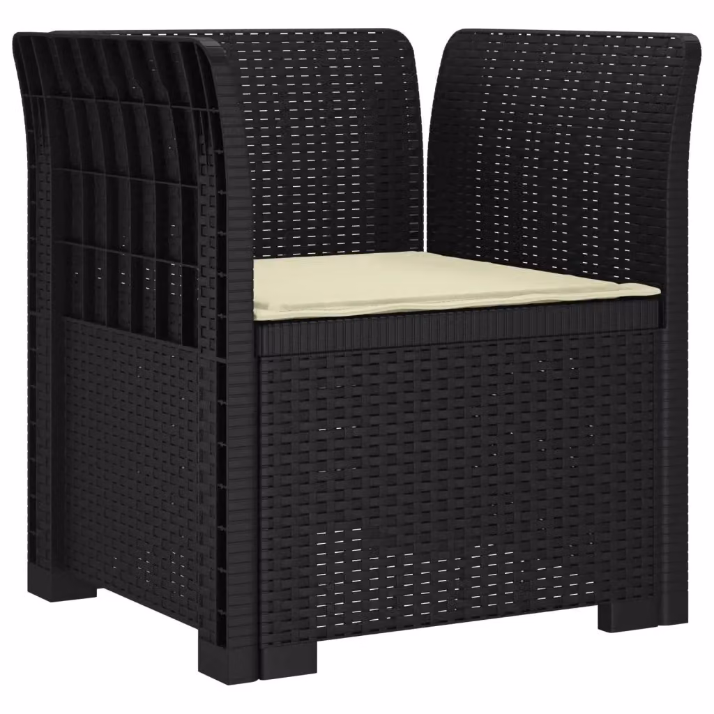 Poltrona singola moderna vidaXL in rattan effetto antracite con cuscino per giardino e balcone L 70 cm x P 62 cm x H 68 cm – 2