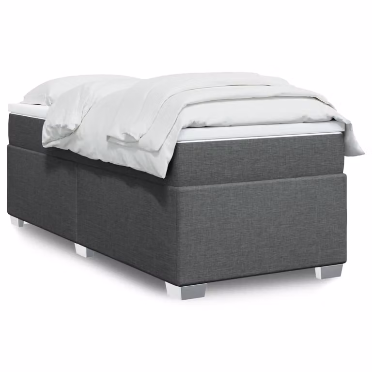 vidaXL Giroletto a Molle con Materasso Ibrido in Tessuto Grigio e Bianco, L/P/H: 90 x 200 cm