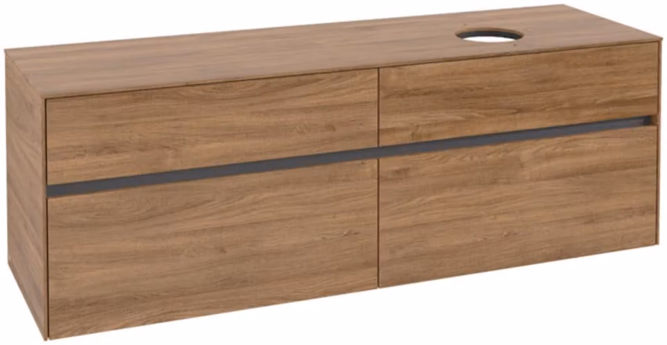 Villeroy & Boch Collaro Meuble sous-lavabo, lavabo à droite, 4 tiroirs, montage mural, 1600x548x500mm, C05100RH, C05100RH