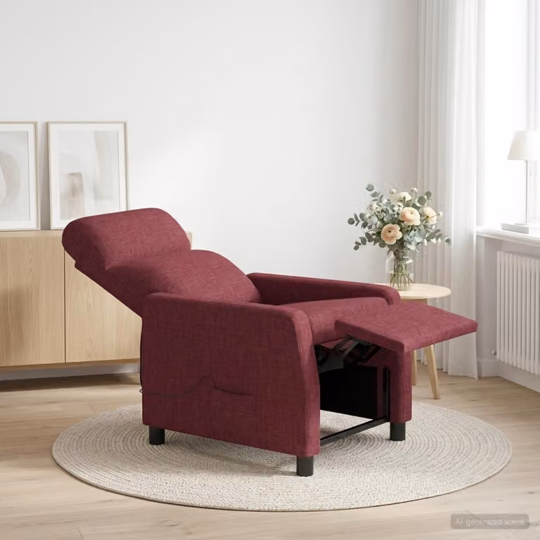 Poltrona relax reclinabile vidaXL in tessuto rosso con braccioli e struttura moderna
