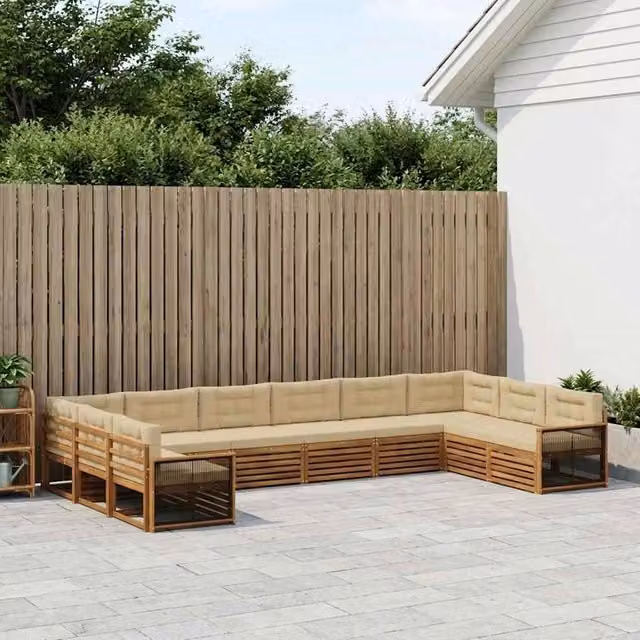 Set di 10 divani da giardino vidaXL in legno di acacia massello color beige