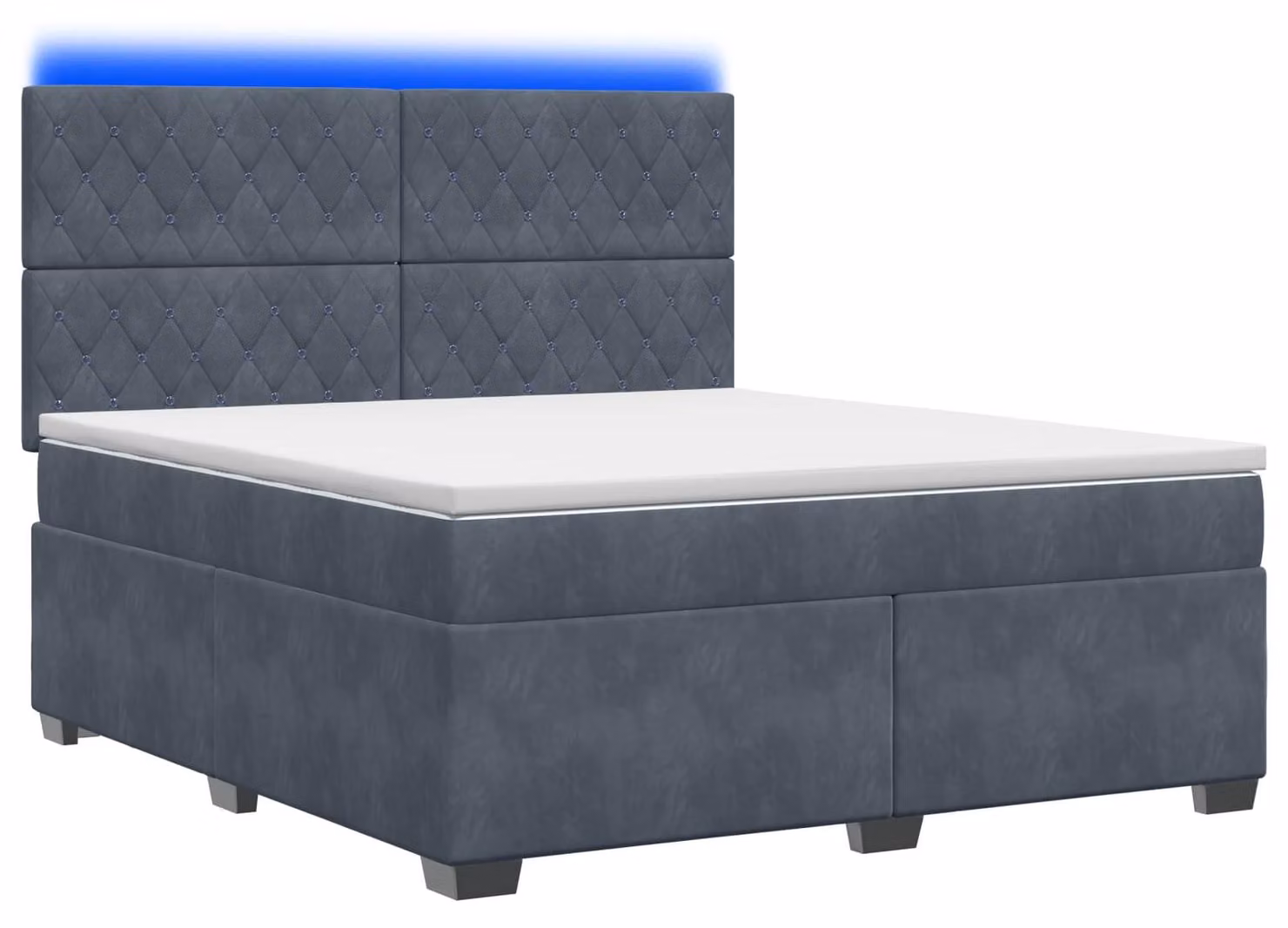Letto a molle con materasso grigio scuro 140 x 200 cm in velluto