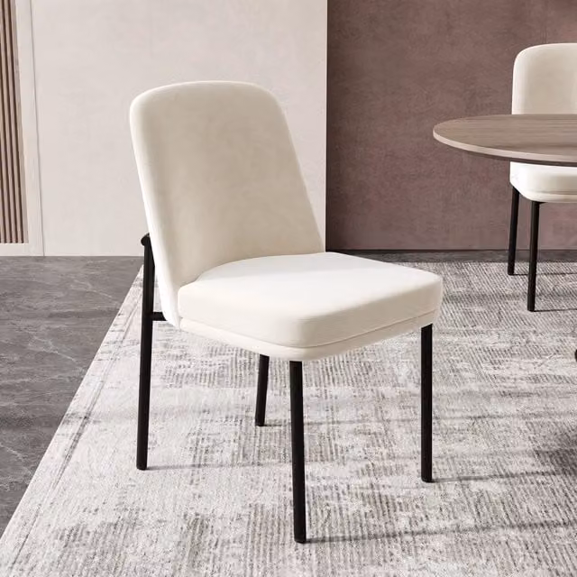 Set di 6 sedie da pranzo moderne WISHDOR in velluto beige con struttura in metallo nero – 1