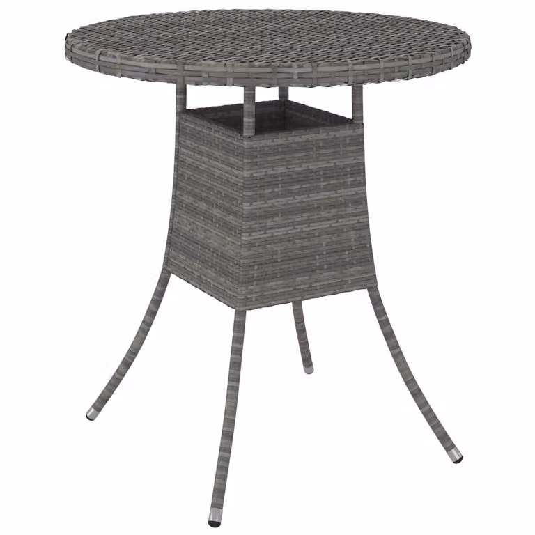 The Living Store Tavolo da giardino Grigio 70x70x73 cm Poly Rattan