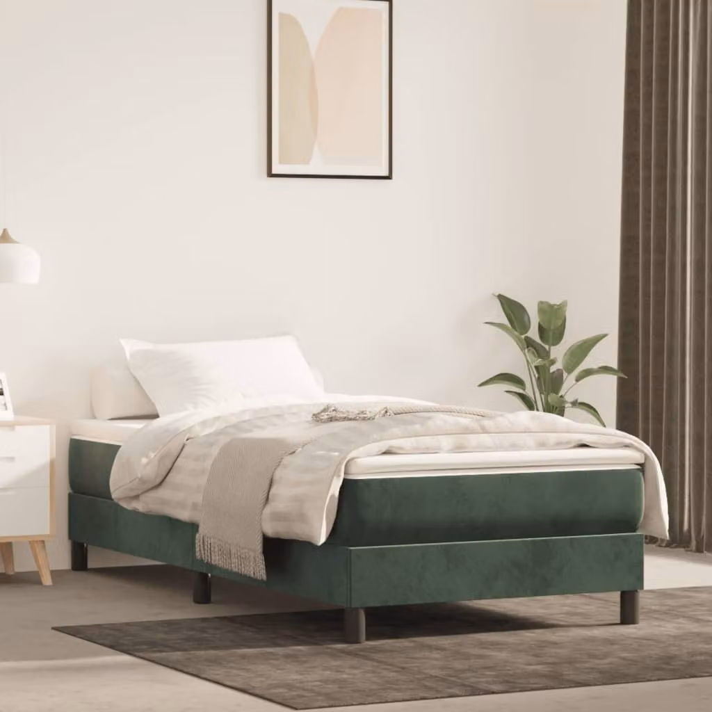 Maison Exclusive - Struttura Letto a Rete a Molle Verde Scuro 100x200 cm in Velluto