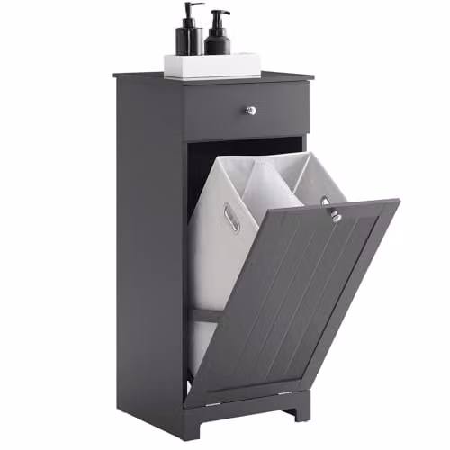 SoBuy Mobiletto Bagno Salvaspazio con Cassetto e Cesto Portabiancheria
