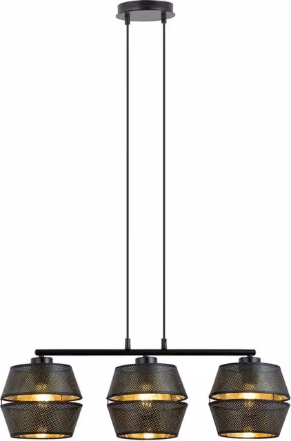 Lampada a sospensione moderna Tristram Luceart-Classic con 3 luci in metallo nero e oro con altezza regolabile