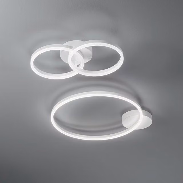 Plafoniera e applique Fabas Giotto moderna con tecnologia LED dimmabile, disponibile in bianco o nero