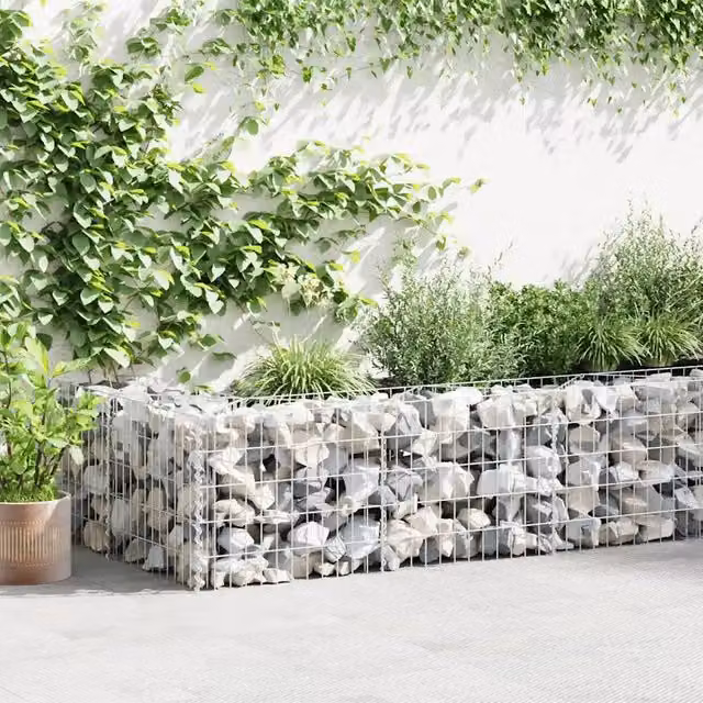 Gabbione con copertura in acciaio zincato vidaXL grigio argento L: 600 cm, P: 50 cm, H: 50 cm – 1