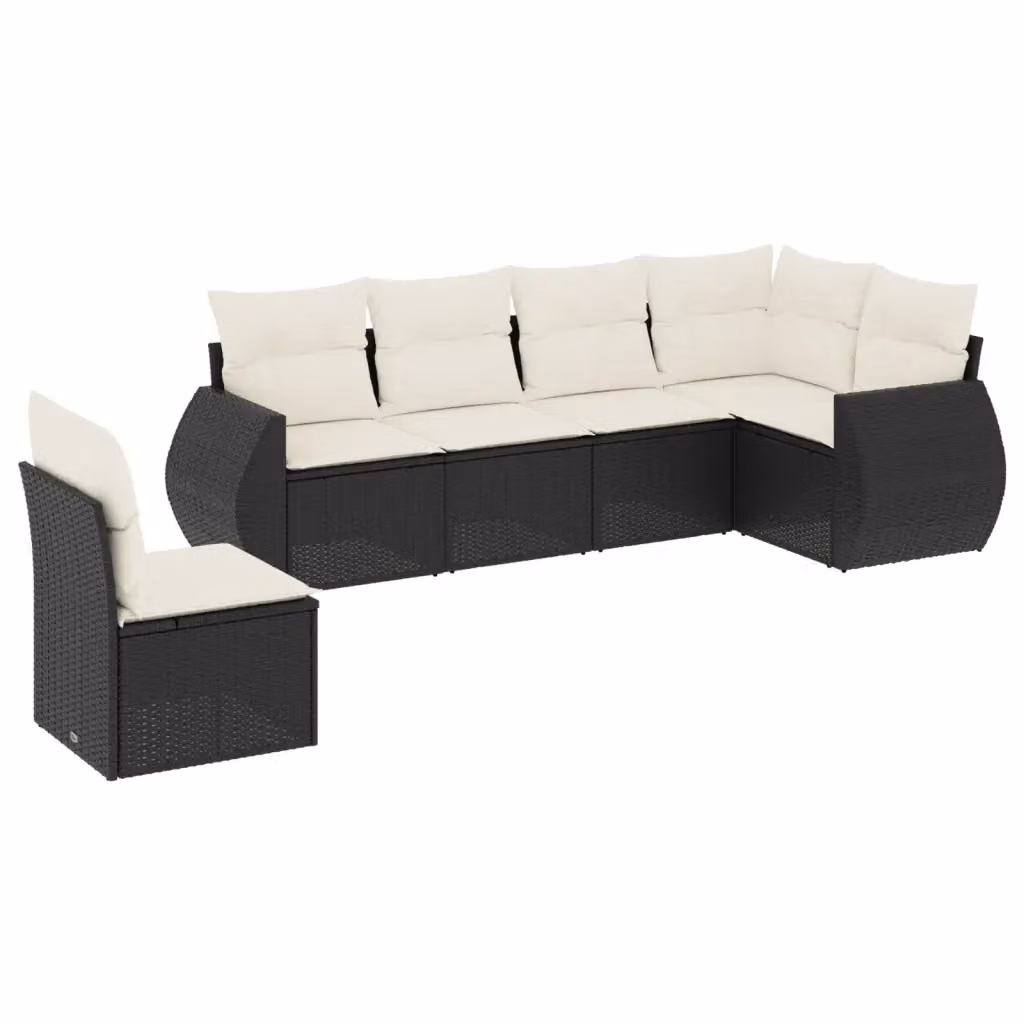 Set Divano da Giardino 6 pz vidaXL in Polyrattan Nero con Cuscini e Struttura in Metallo – 2