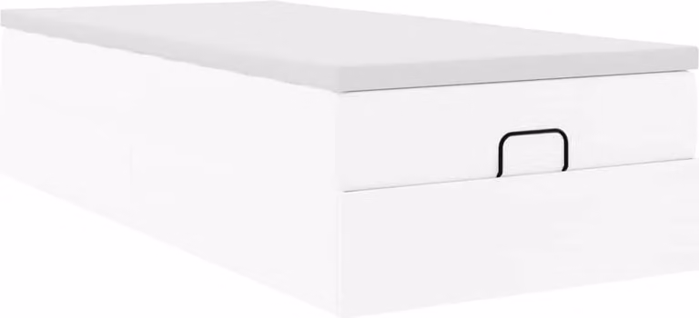 Struttura Letto Pouf con Materasso Bianco 90x200 cm Pelle finta