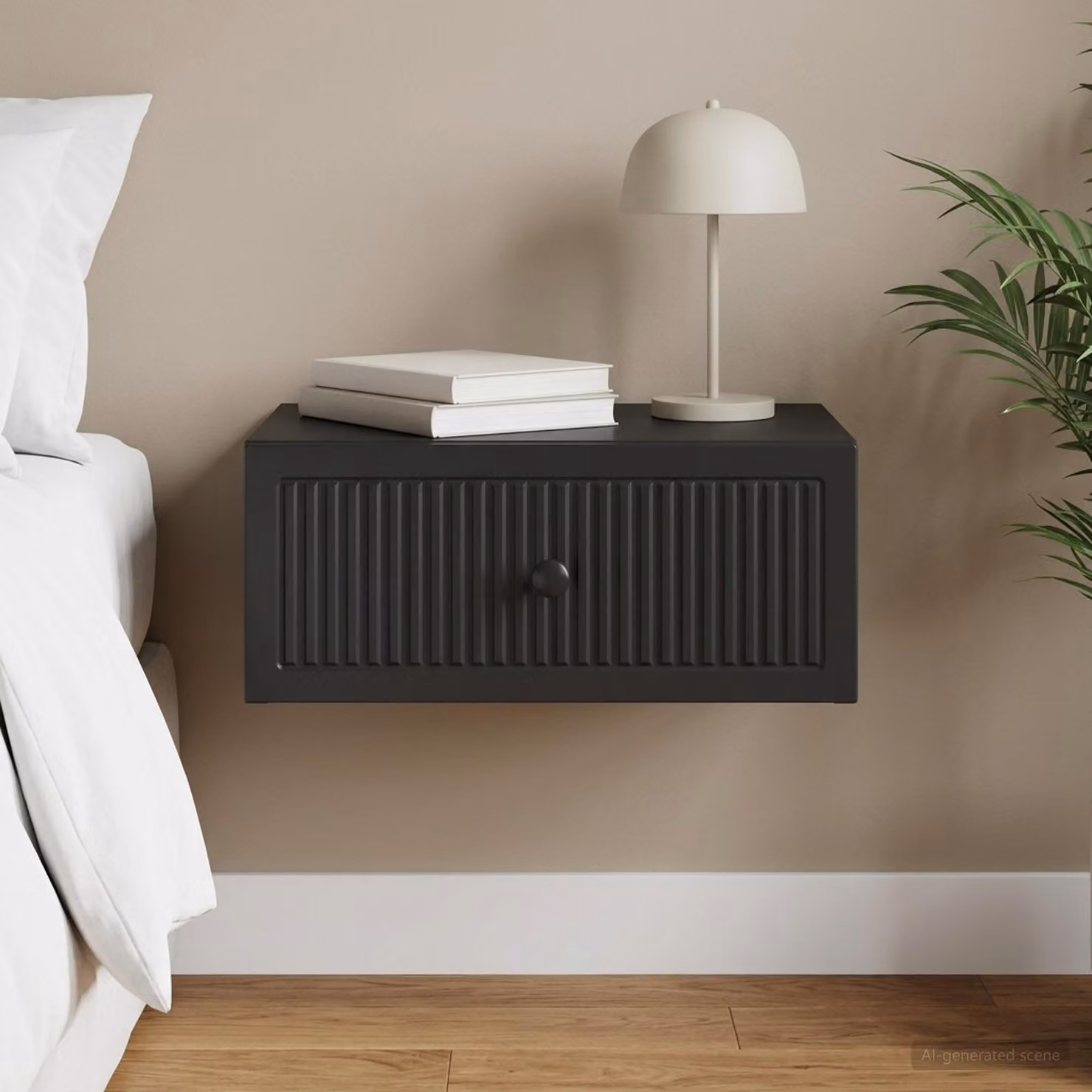 Armadio da notte vidaXL nero moderno in legno ingegnerizzato e metallo L 49 x P 34,5 x H 20 cm