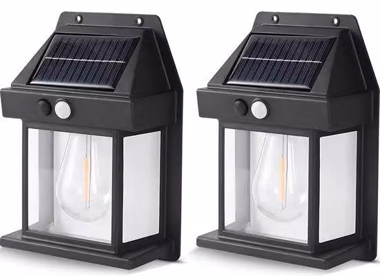 Illuminazione da giardino a energia solare, nera, con sensore di movimento