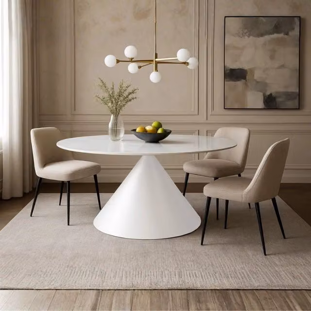 Tavolo ovale Punto con piano effetto marmo bianco – 200x100x76H
