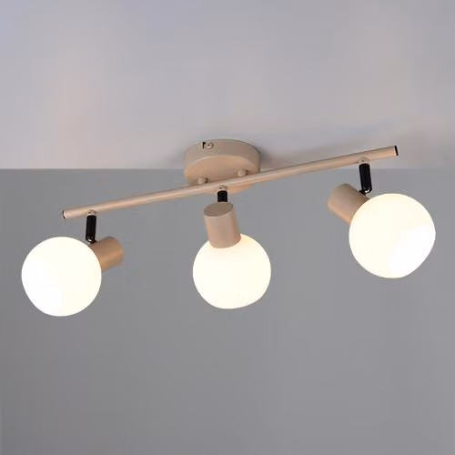 Plafoniera, metallo, beige caldo, E14, 3 luci, L 45 cm
