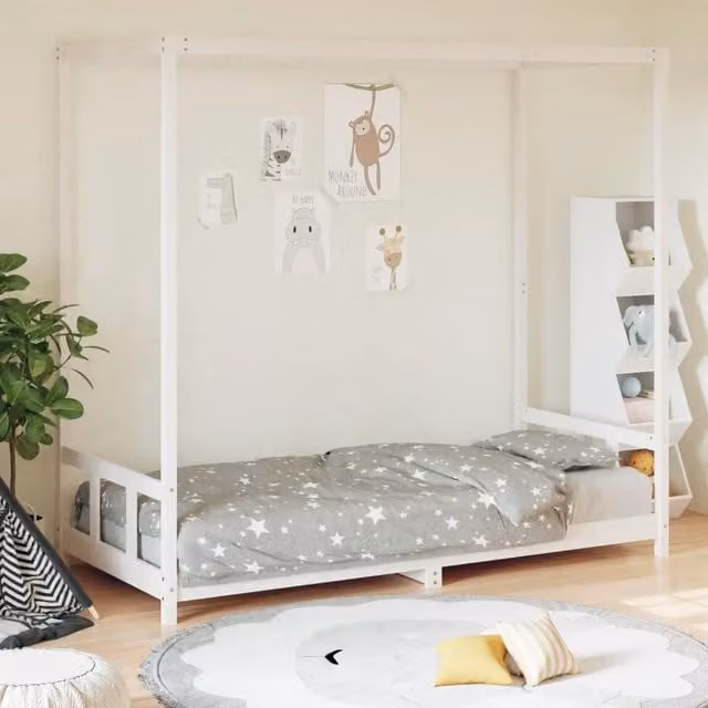 Letto a casetta per bambini vidaXL in legno di pino bianco L/P/H: 190 x 90 x 150 cm