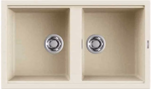 Lavello Elleci Incasso 2 vasche 86x51 Best 450 Granitek Bianco Antico LGB45062