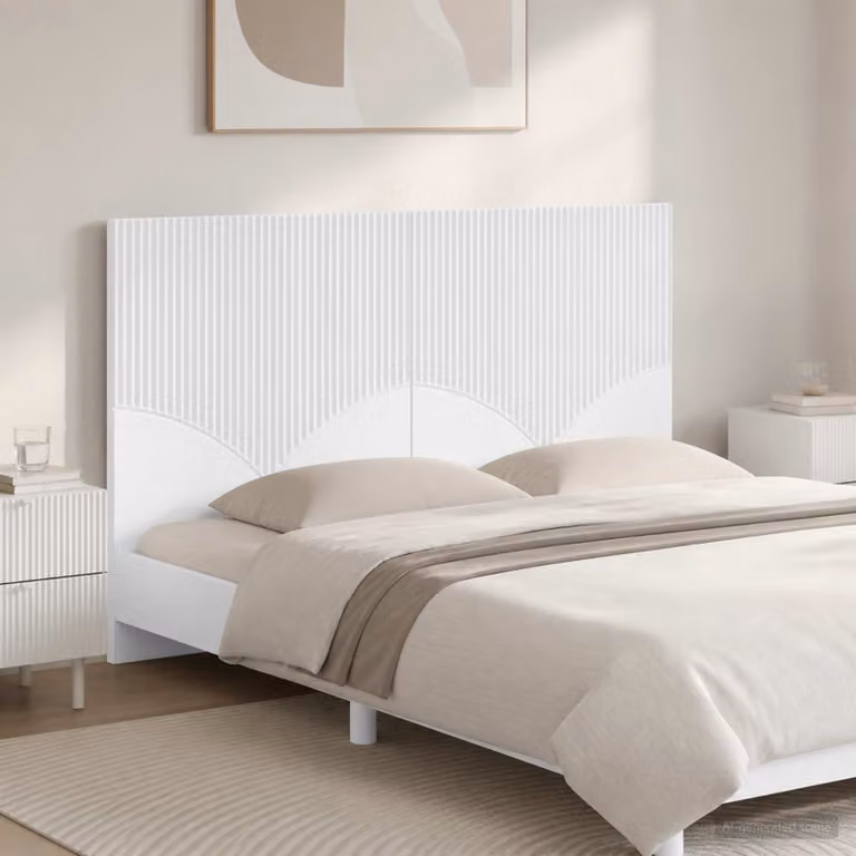 Testiera da muro vidaXL HOORN bianca con ripiano integrato in legno ingegnerizzato L: 120 cm, H: 50 cm, P: 10,4 cm
