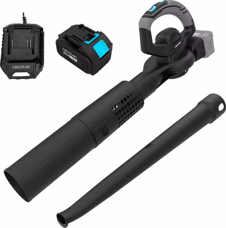 Soffiatore per foglie 2in1 con potenza di 3000 W. Batteria da 21 V 4 Ah. Velocità fino a 230 km/h. Volume fino a 800 m³/h. Velocità regolabile. Leggero.