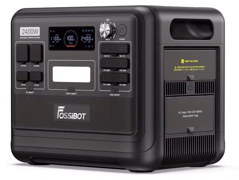Generatore solare F2400, con batteria LiFePO4 da 2048 W e alimentazione di backup, dotato di 3 uscite AC da 2400 W (potenza massima di 4800 W). Centrale elettrica portatile, ideale per l'uso domestico, camper, auto, attività all'aperto e campeggio